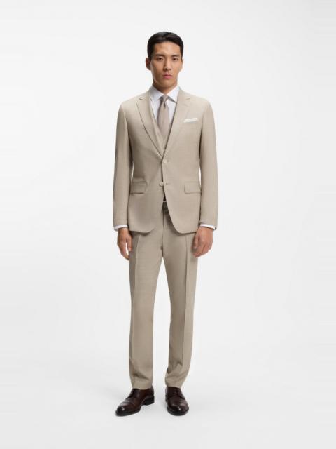 BOSS THREE-PIECE SLIM-FIT SUIT IN PATTERNED STRETCH WOOL