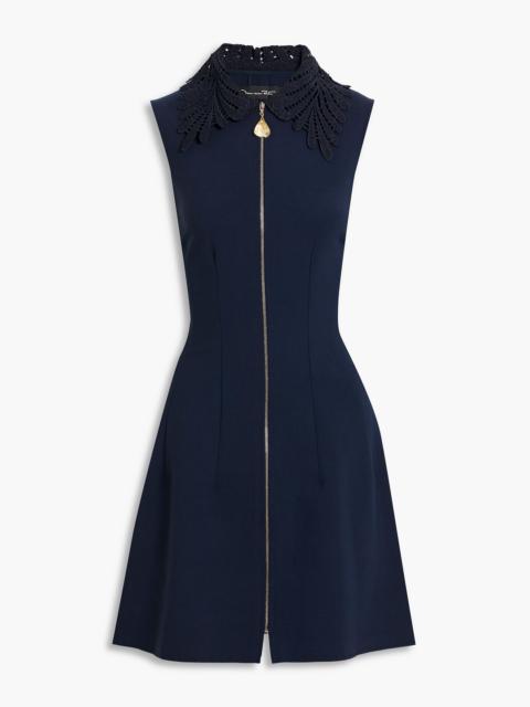 Oscar de la Renta Guipure lace-trimmed wool-blend crepe mini dress