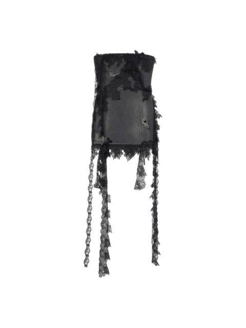 Blumarine strapless lace-trimmed denim dress