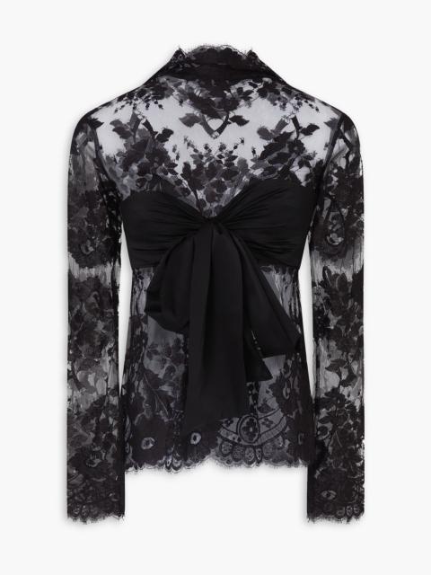 Zimmermann Bow-detailed cotton-blend lace top