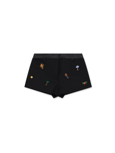 CASABLANCA Embroidered Motif Wool Tailored Shorts | Casablanca Paris