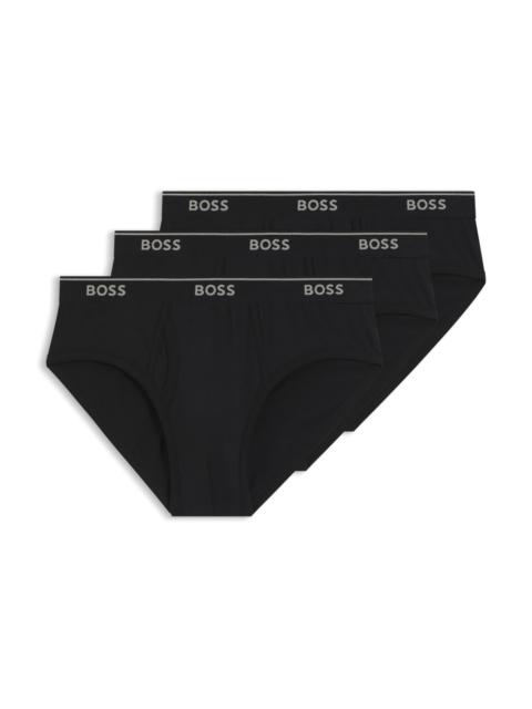 BOSS THREE-PACK OF COTTON BRIEFS WITH LOGO WAISTBANDS