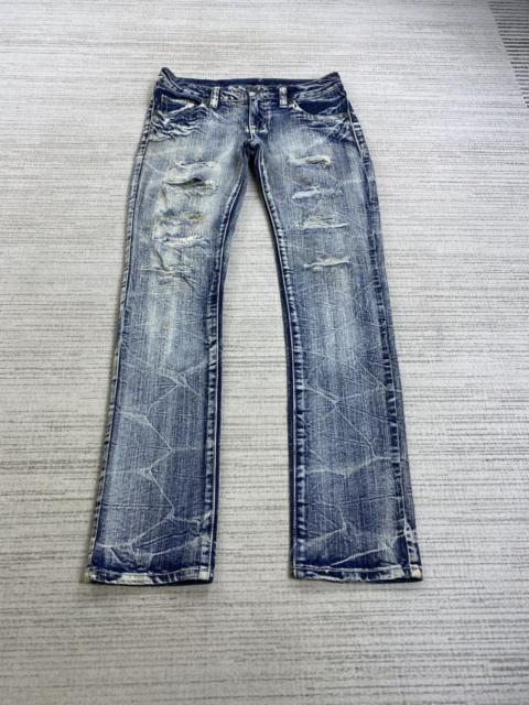 Other Designers 14th Addiction × Le Grande Bleu (L.G.B.) × Vintage - Vintage Sky Bomber Distressed Acid Wash Denim Pants