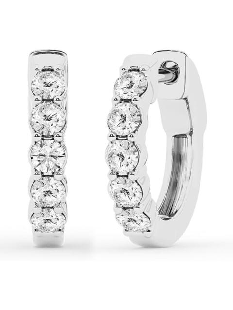 Other Designers Brilliant Diamond 0.50 Carat Round Lab Grown Diamond Hoop Earrings in Sterling Silver, Color G+, Cla