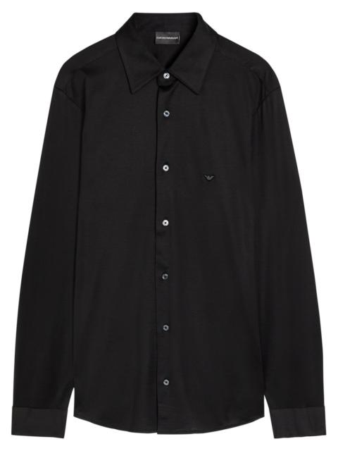 EMPORIO ARMANI Emporio Armani Logo-embroidered Lyocell and Cotton-blend Shirt