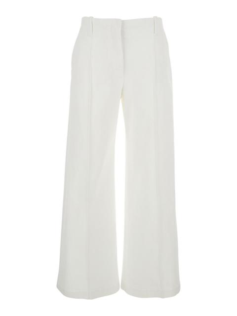 Brunello Cucinelli Brunello Cucinelli Women White Flared Pants With Belt Loops And Monil Detail On The Loop In Cotton S