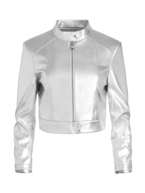 Alice + Olivia LARI VEGAN LEATHER PITCHED BACK MOTO JACKET