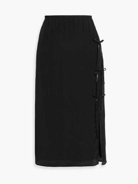 Simone Rocha Bow-detailed crepe de chine midi skirt
