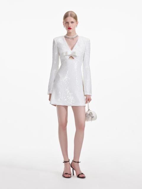 self-portrait White Sequin Mini Dress