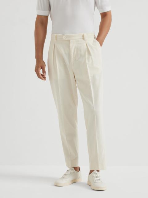 Brunello Cucinelli Garment-dyed trousers in cotton narrow wale corduroy with tee holder
