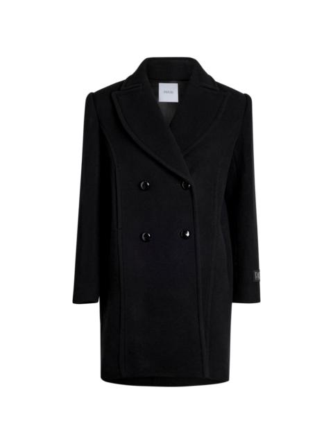 logo-patch recycled wool coat