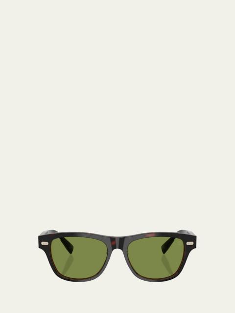 Brunello Cucinelli Havana Rectangle Acetate Sunglasses