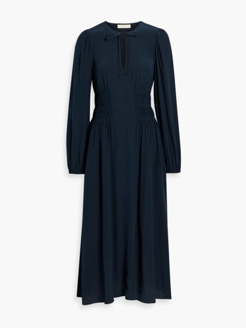 ULLA JOHNSON Rouen shirred silk crepe de chine midi dress