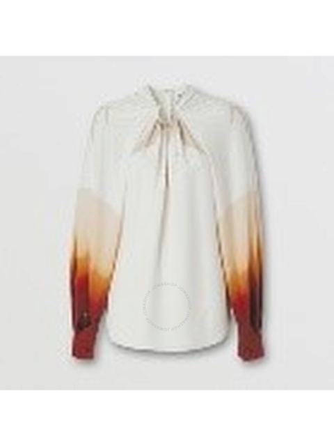 Burberry Hettie Woven Frosted Vanilla Silk Tops, Brand Size 08