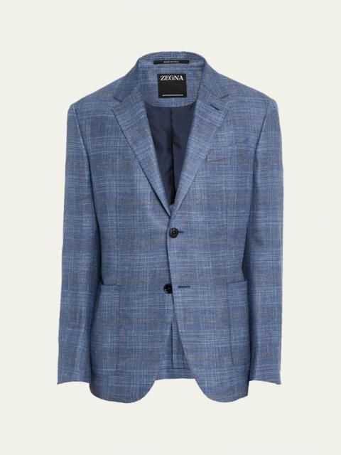 ZEGNA Men's Melange Windowpane Winter Crossover Sport Coat