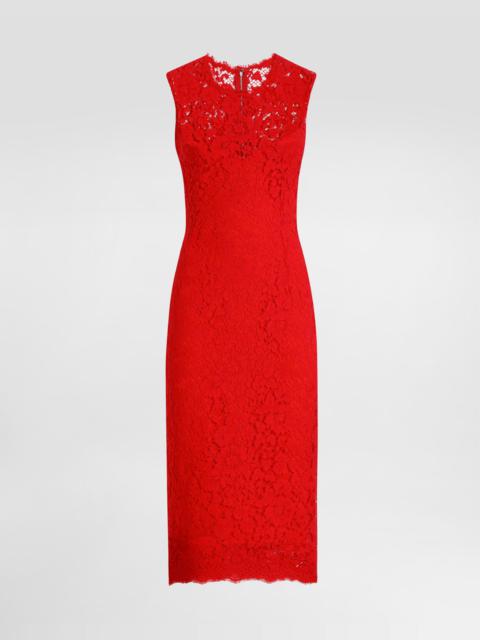Dolce & Gabbana Calf-length sheath dress in floral cordonetto lace