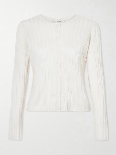 FRAME Ribbed Cashmere And Silk-blend Cardigan