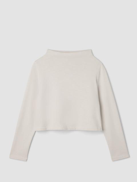EILEEN FISHER Garment-Dyed Organic Cotton Terry Funnel Neck Top
