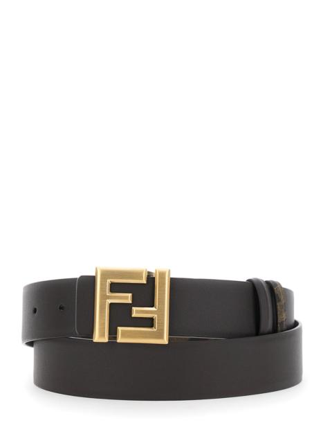 FENDI Fendi Men Reversible Belt With Ff Metal Buckle In Brown Leather For Men