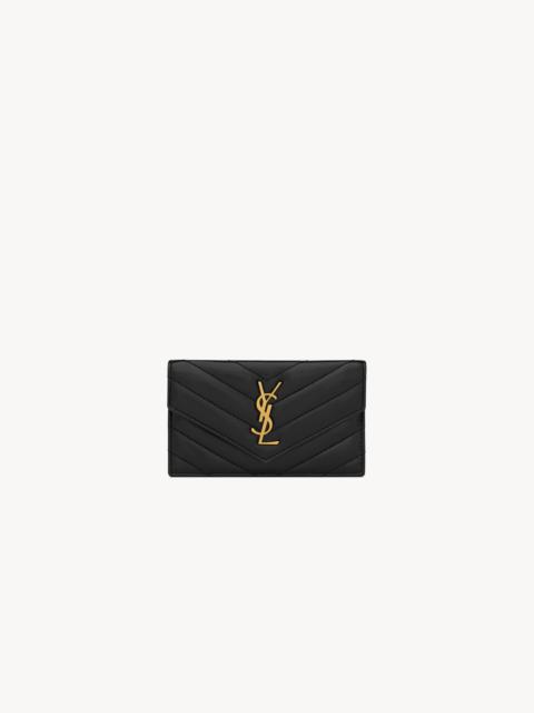 SAINT LAURENT CASSANDRE MATELASSÉ FRAGMENTS FLAP CARD CASE IN LAMBSKIN
