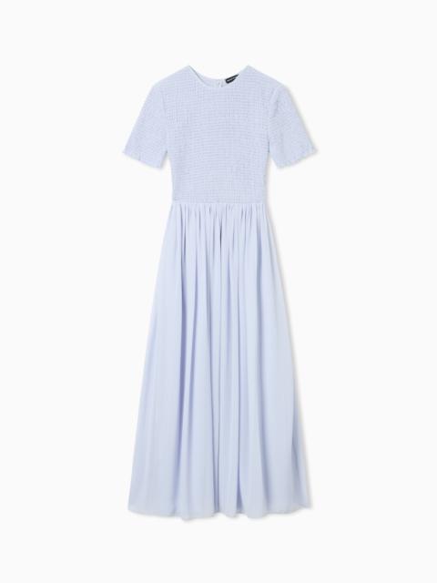 EMPORIO ARMANI LONG DRESS IN TECHNO GEORGETTE