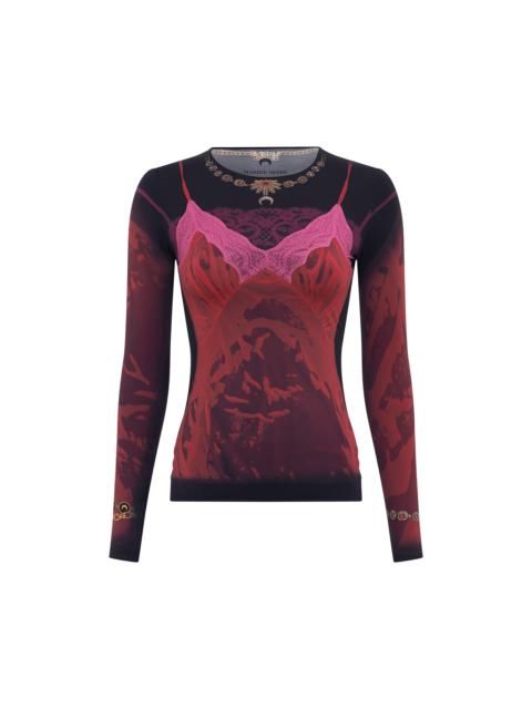 Marine Serre Wet Nuisette Printed Jersey Ls Crewneck Top