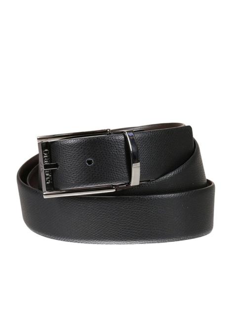 EMPORIO ARMANI Emporio Armani Boarded Printed Leather And Smooth Leather Reversible Belt