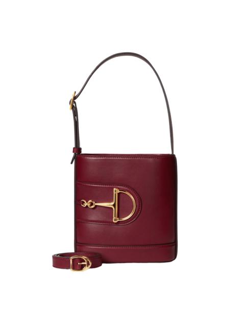 GUCCI Gucci 73 Small Rosso Ancora Leather Bucket Bag New