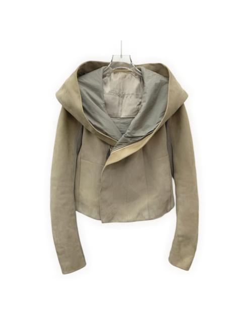 Rick Owens Rick Owens Light Brown Lambskin Hooded Zip Long Sleeve Leather Jacket