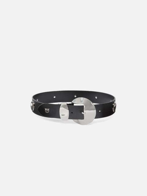 PINKO 4-CM BELT WITH STUDS AND LOVE BIRDS LOGO