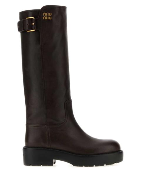 Miu Miu Miu Miu Women Dark Brown Leather Boots