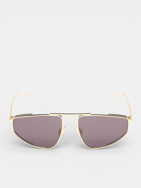 Bottega Veneta Gold Metal Aviator Sunglasses