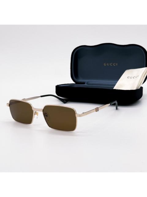 GUCCI NEW GUCCI GG1495S 002 SQUARE GOLD BROWN MEN SUNGLASSES