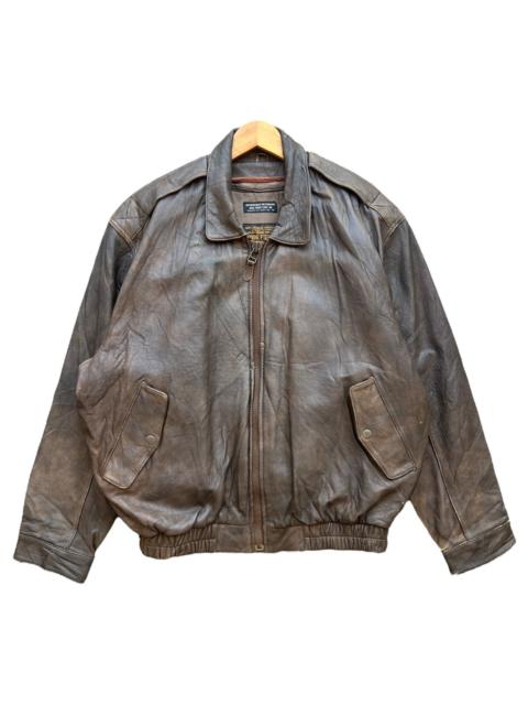 Other Designers Vintage 90s Dog Fight Brown Bomber Leather Jacket