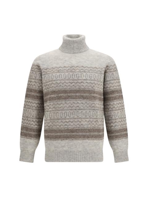 Brunello Cucinelli Brunello Cucinelli Fair Isle Knit Turtleneck Sweater Fog