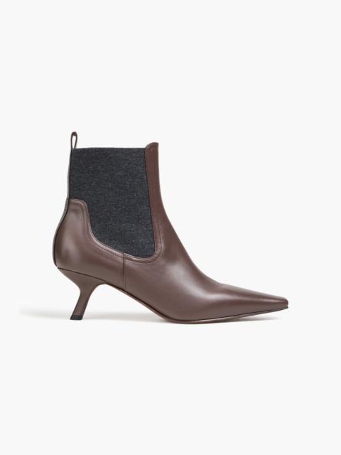 Brunello Cucinelli Bead-embellished leather ankle boots