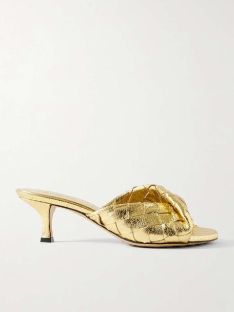 Blink twisted intrecciato metallic leather mules Gold