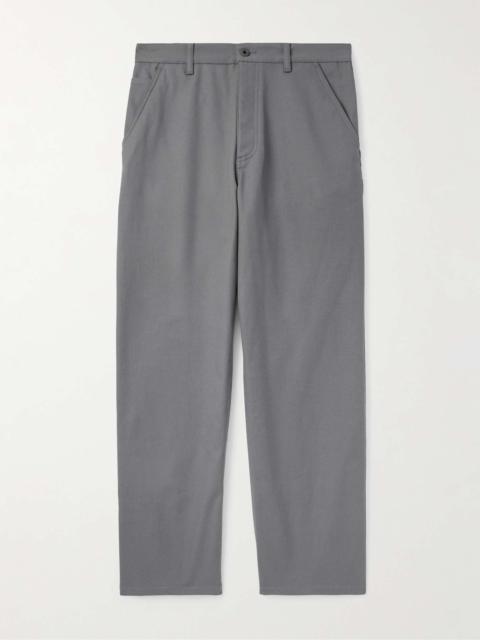 Wide-Leg Logo-Embellished Stretch-Cotton Canvas Trousers