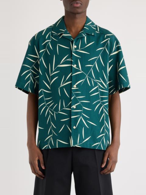 JACQUEMUS Jacquemus La Chemise Fonccio Foliage Print Camp Shirt in Print Foliage Dark Green/ at Nordstrom