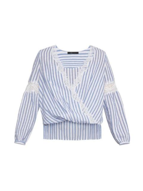 Other Designers Striped Faux Wrap Cotton Blouse