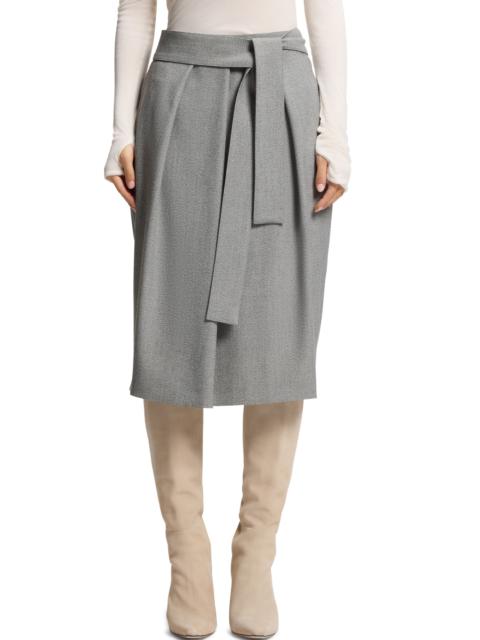 BOSS BOSS Vakava Tie Waist Skirt in Silver Grey Sharkskin at Nordstrom