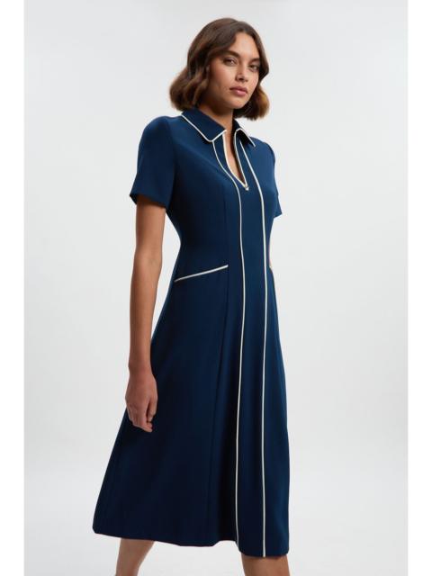 KAREN MILLEN Tailored Crepe Tipped Tailored Midi Shirt Dress