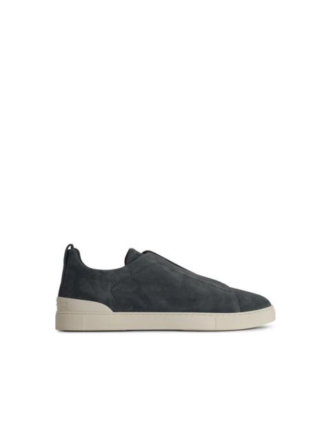 Zegna 'Triple' Navy Suede Sneakers Men