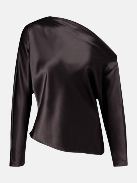 THE SEI One-shoulder silk satin top