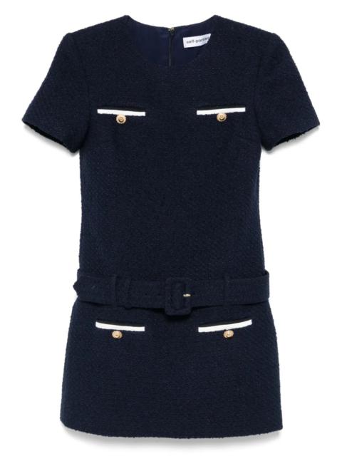 self-portrait Navy Blue Bouclé Mini Dress