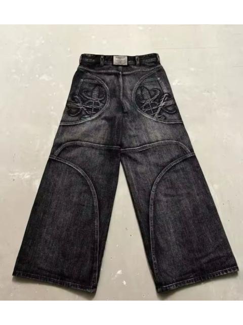 Streetwear - Retro Washed Black Straight Cut Baggy Jeans