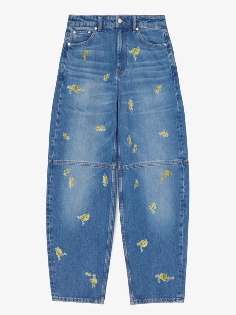 GANNI STARY BARREL JEANS IN PRINTED DENIM