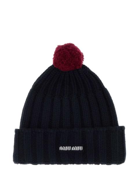 Miu Miu Miu Miu Women Navy Blue Cashmere Beanie Hat