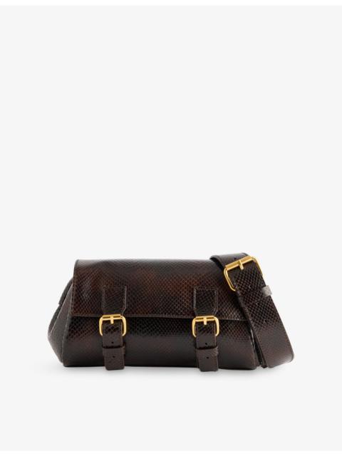 Dries Van Noten Snake-Effect Leather Satchel