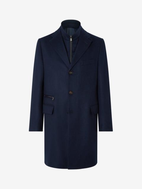 CORNELIANI China blue cashmere coat with detachable vest